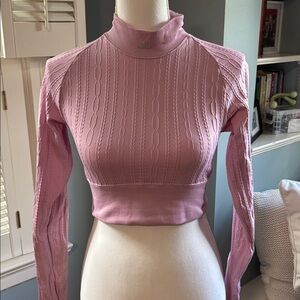 ALO Yoga Pink Cable Knit Crop Top
